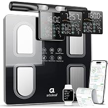 Arboleaf 8-Electrode Body Composition Scale, 5.3" Eye-Level Handle Display, 50+ Metrics Smart Fat Scale for Body Weight, Bluetooth App Sync, 400lb Capacity for Home Gym, Black