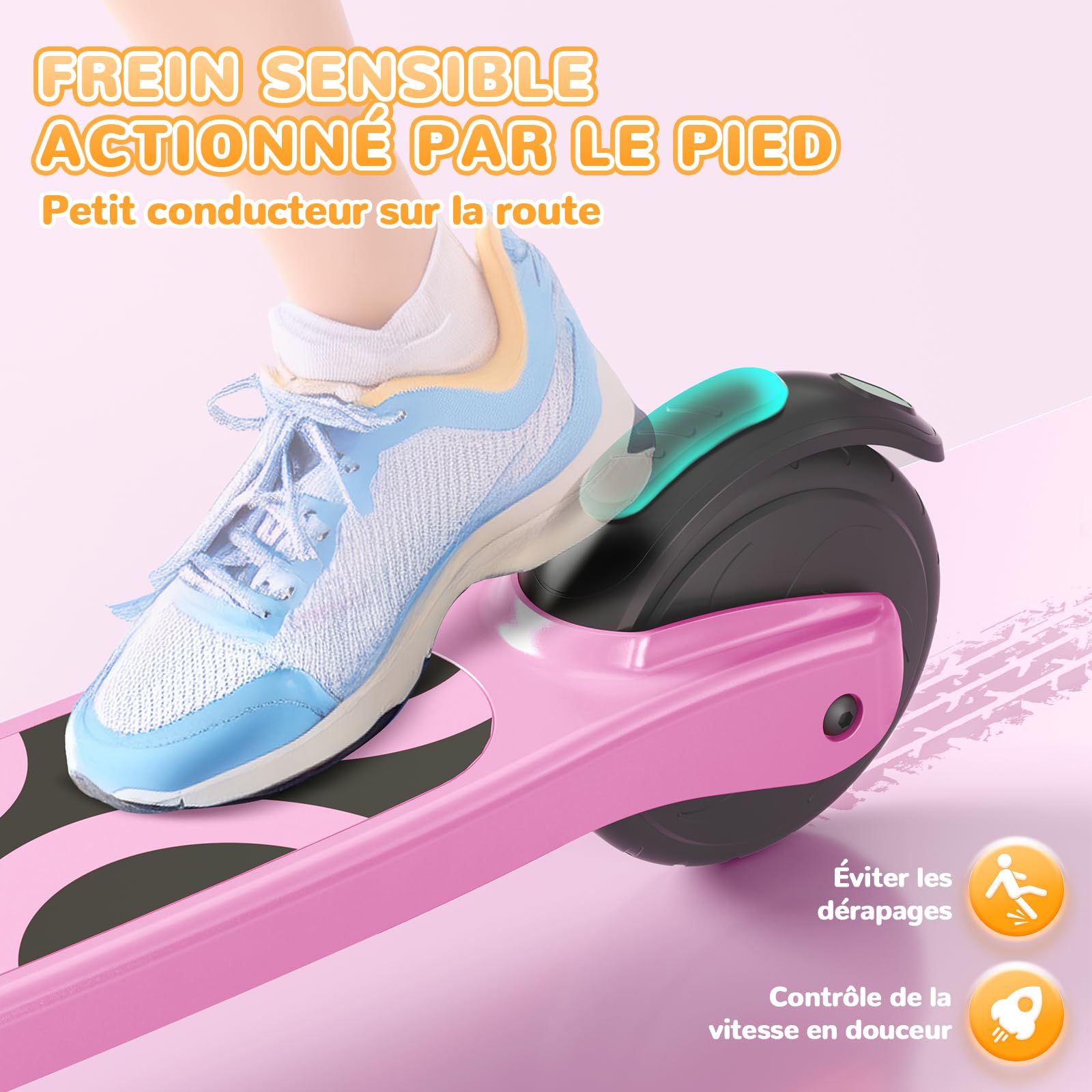 SISIGAD Trottinette Electrique Enfant 6-8-10 Ans Electric Scooter Enfant 5.3 Pouces avec Lumière LED Colorée & 3 Hauteurs Ajustables, Scooter Électrique Enfant Charge Max 70 Kg, Vitesse Max 10 Km/h