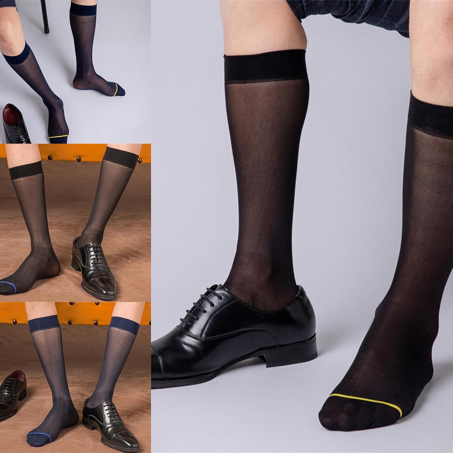 Sheer Dress Suit Socks High Stretch Comfortable Breathable Thin Over Calf Long Socks for Business Wear Wear