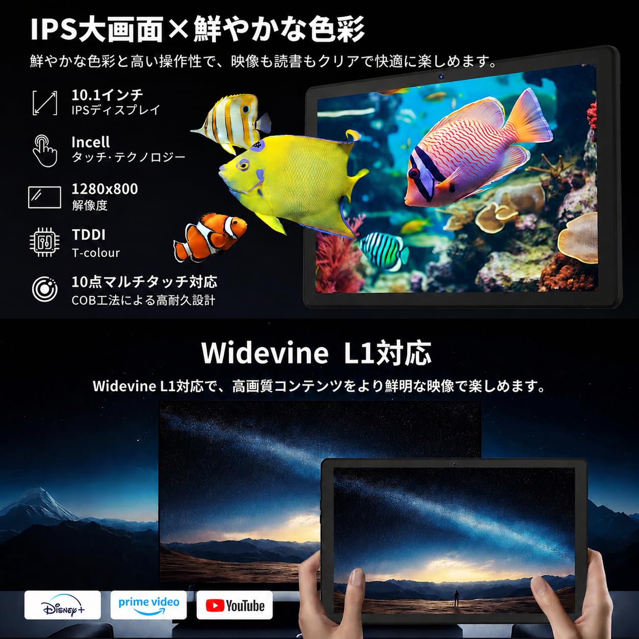 Amazon.co.jp: タブレット - HiGrace 10インチ Android16 Wi-Fiモデル