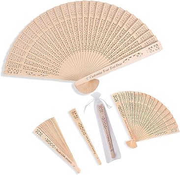 100Pcs Custom Wedding Fans,Personalized Wooden Folding Handheld Fan, Engraved Text Wedding Fans for Guests Party Favors Bridal Shower favors 100
