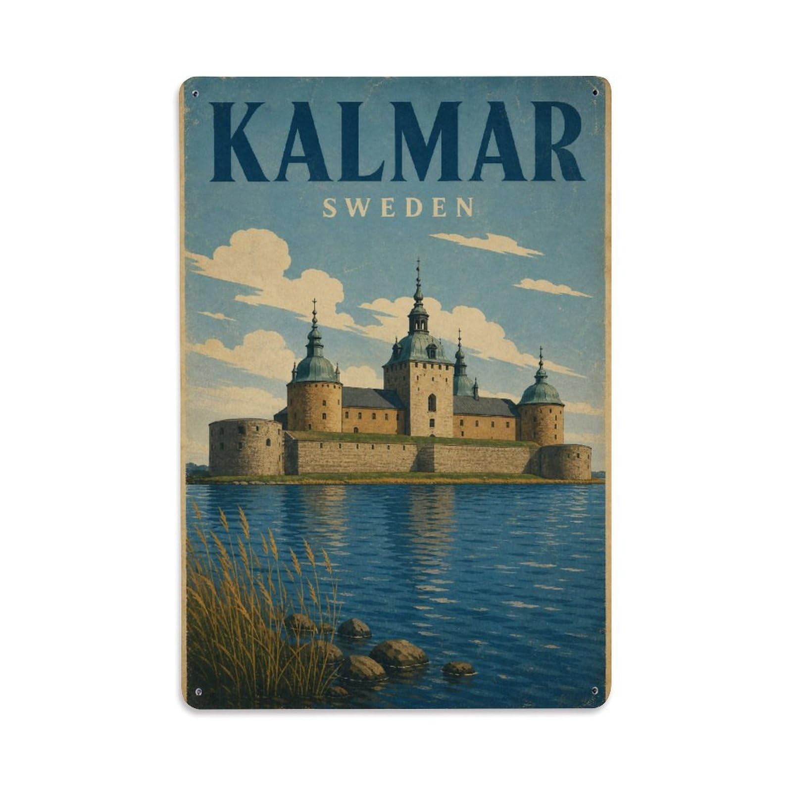 Retro Travel Sweden Kalmar Metal Tin Sign