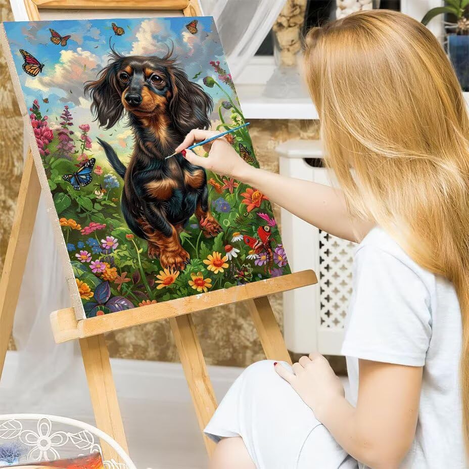 Paint by numbers for adults chien fleur kit complet DIY