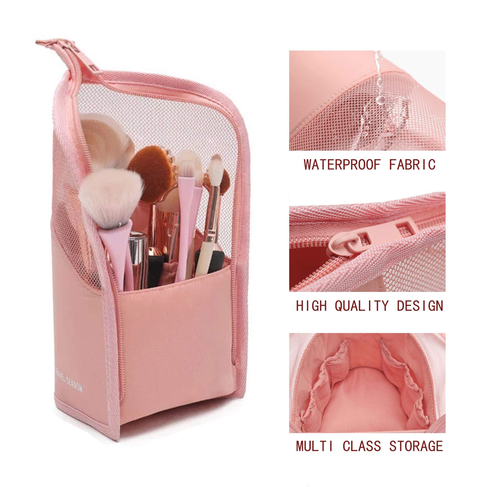 Sac De Pinceau Maquillage Porte Pinceau de Voyage Multifonctionnel Sac pinceaux cosmétique translucide Porte-Pinceau Maquillage Étanche Fermeture éclair Debout Cosmétique Brosse Poche Crayon Boîte
