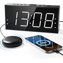 Roxicosly Alarm Clock for Heavy Sleepers with Bed Shaker, Dual Alarm Clock with USB Charger, 7.5" Large LED Display, Adjustable Brightness, Snooze, 12/24H & Battery Backup for Hard of Hearing/Deaf