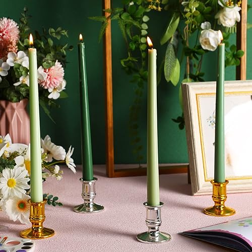 Miniatura 7 de Treela 24 velas cónicas de colores degradados, velas cónicas perfumadas de color degradado, velas sin humo, velas aromáticas de sándalo ámbar, velas