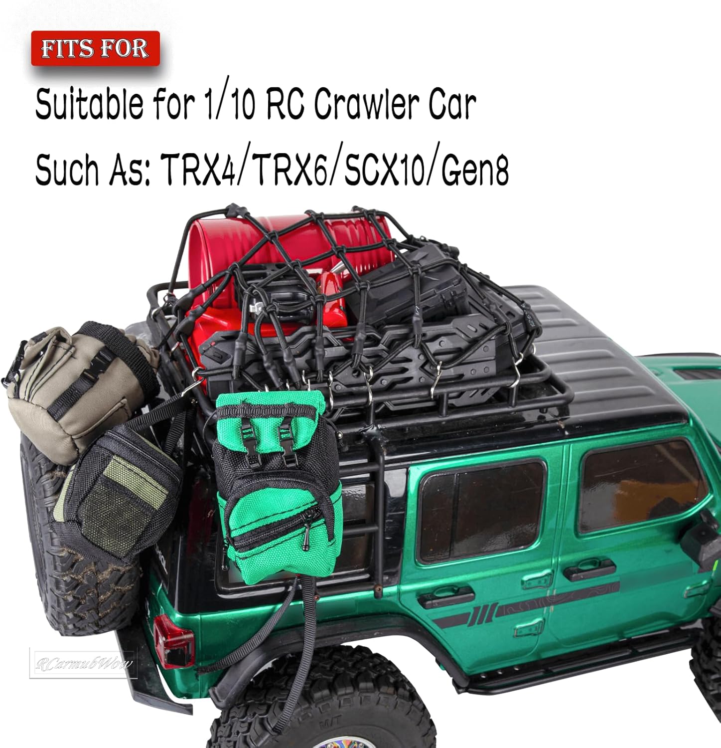 RC Crawler Accessories Roof Simulation Decoration for 1/10 Trx4 Trx6 SCX10 Red cat,Luggage Bag/Fire Extinguisher/Oil Drum/Recovery Board/Toolbox/Fuel Tanks/Antennas,Style B