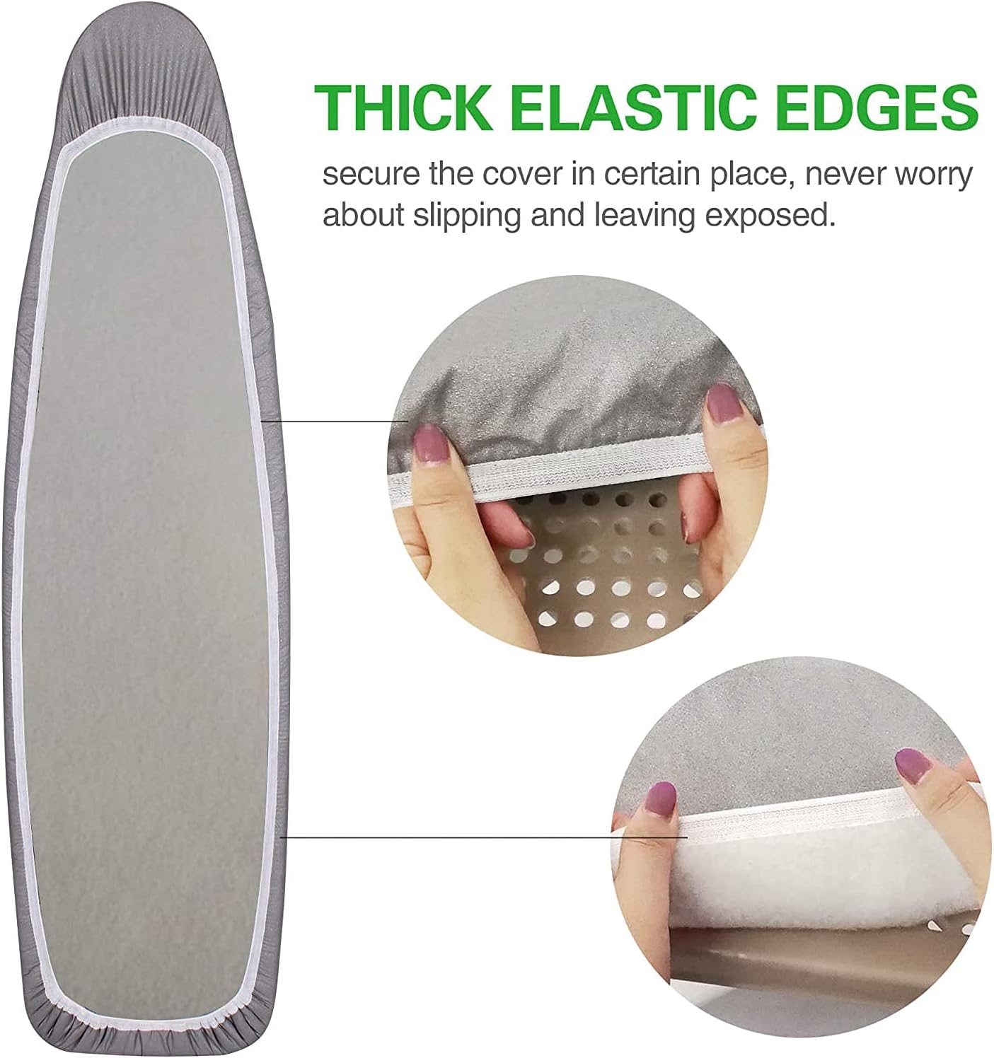 SUNKLOOF Silicone Coating Ironing Board Cover and Pad Resists Scorching and Staining Ironing Board Cover with Elasticized Edges and Pad 15"x54" 4 Fasteners and 1 Large Protective Scorch Mesh Cloth : Home & Kitchen