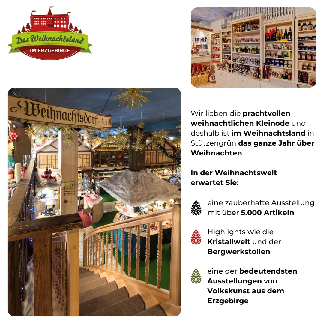 Standleuchte 3D – Weihnachtsdeko – Bescherung | 36 x 27 x 5 – Holz-Deko für Weihnachten – Fensterbeleuchtung – Original Erzgebirge – leuchtende Fensterdekoration