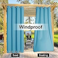 Vista 91 de NICETOWN Cortinas grises para exteriores para patio, impermeables, 2 paneles, resistentes al viento, a prueba de óxido, ojales superiores e