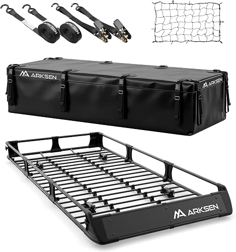 Foldable Fairing Roof Rack Cargo Basket with Bag, Net & Straps