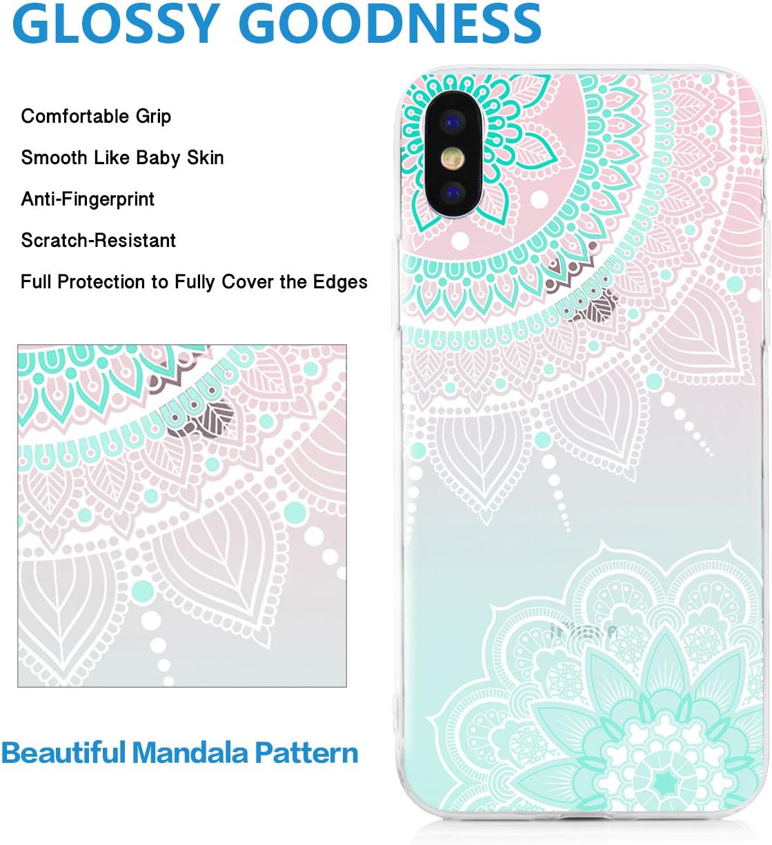 iPhone 8 Plus Clear Case iPhone 7 Plus Case Floral White Flowers Spray Pattern Clear IMD Hybrid Hard TPU Shockproof Phone Cases for Women Girls-[5.5"]