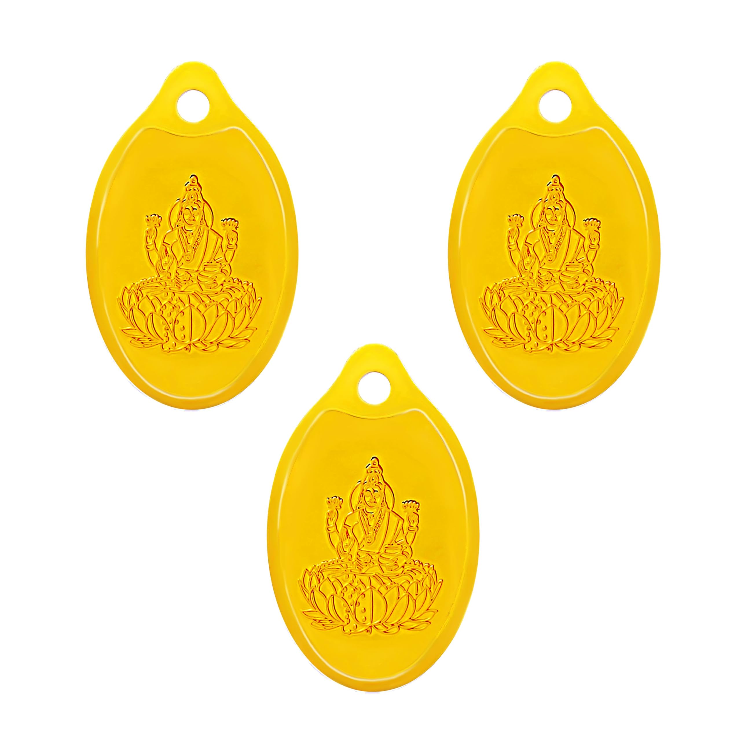 Swarnavarsham 24K (999) Combo Gold Oval Lakshmi Pendant 6 Gram (2gm each x 3 Pcs)