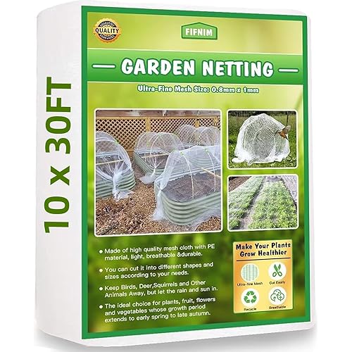 10x30FT Garden Netting,Fine Garden Mesh Netting Pest Barrier Bird Netting Mosquito Net Garden Net for Vegetables Plants Fruit Trees Flowers (10x30FT)