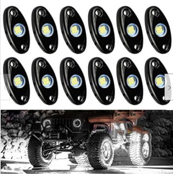 White 12 Pods LED Rock Light Kit Car Atmosphere Lamp for Off-Road Truck SUV ATV 4x4Led Underbody Grout Trail Rigs