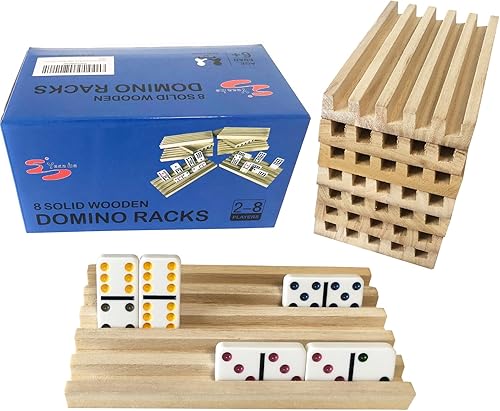 Yuanhe Domino - Bandejas de soporte – Juego de 8 soportes de madera para tren mexicano Rummy Chickenfoot