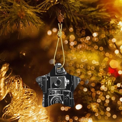 Miniatura 5 de Adornos de árbol de Navidad colgantes retro Cool Camera Collection Adornos de cerámica Estrella Navidad Decoración de porcelana adorno colgante de