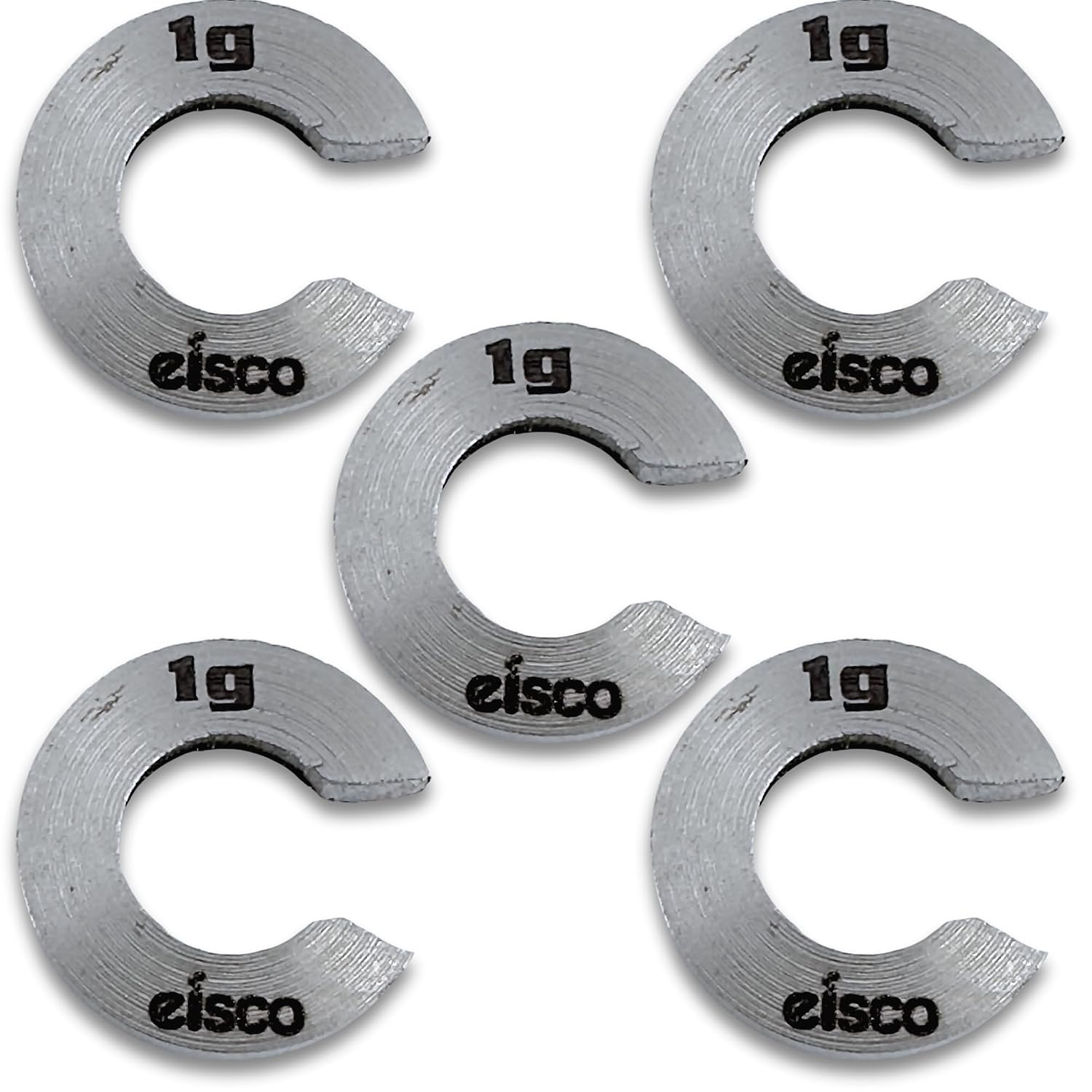 Eisco Labs - Spare 1g Slotted Mass - Stainless Steel, Precision Weight with 1/2" Outer Diameter, Slotted Design for Lab & Physics Experiments, Pack of 10