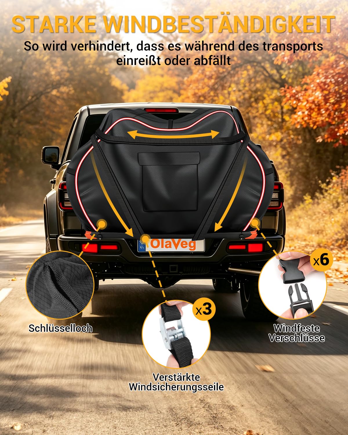 600D série Housse de Vélo pour 2 Vélos avec Fente Arrière | Imperméable, pour le transport, compatible avec les porte-vélos arrière de voiture