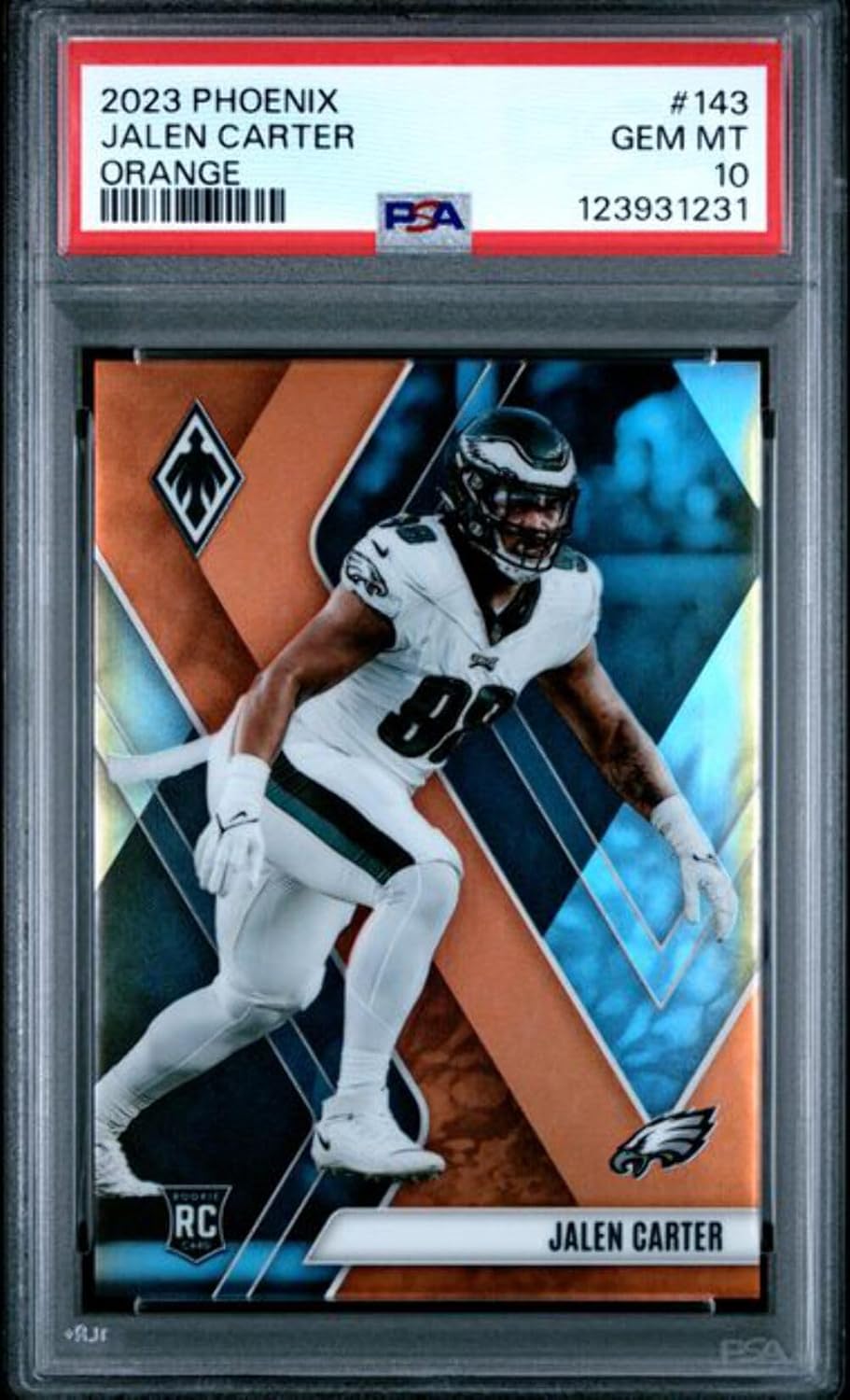 Graded 2023 Panini Phoenix Jalen Carter #143/99 Orange Rookie RC Football Card PSA 10 Gem Mint