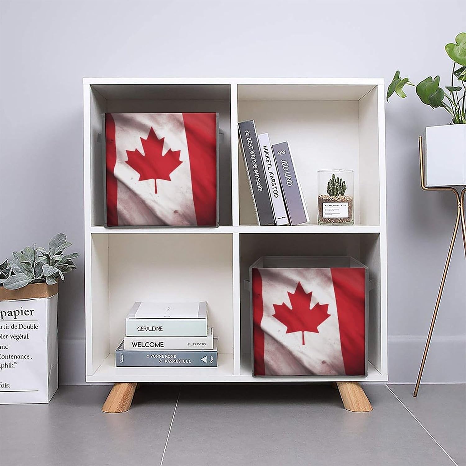 Folding Storage Bins Oxford Fabric Clothes Storage Boxes with Handles | Canadian Flag Cube Organizer, Easy to Store, Multi Functional Cube Storage Organizer for Office Bedroom