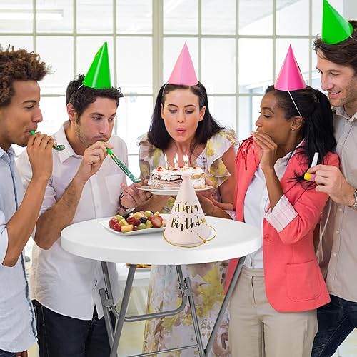 Miniatura 9 de Mesa de Cóctel de 28 Pulgadas, Blanca, Altura de Barra, Plegable, Redonda, Portátil, con Patas Removibles, para Banquetes, Interior y Exterior, para