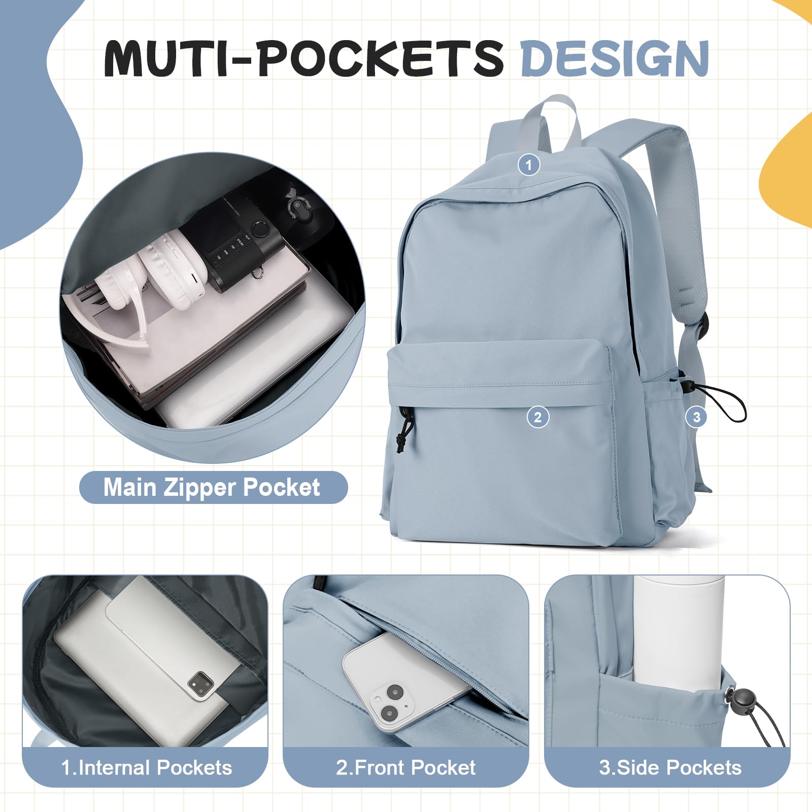 HYC00 Mochilas Escolares,Mochila Escolar Adolescente Mochilas Colegio Niña Mochila Instituto Chica mochila Universitaria Mujer Mochila Portatil Mochilas Tipo Casual Backpack para Escolar Viaje Trabajo