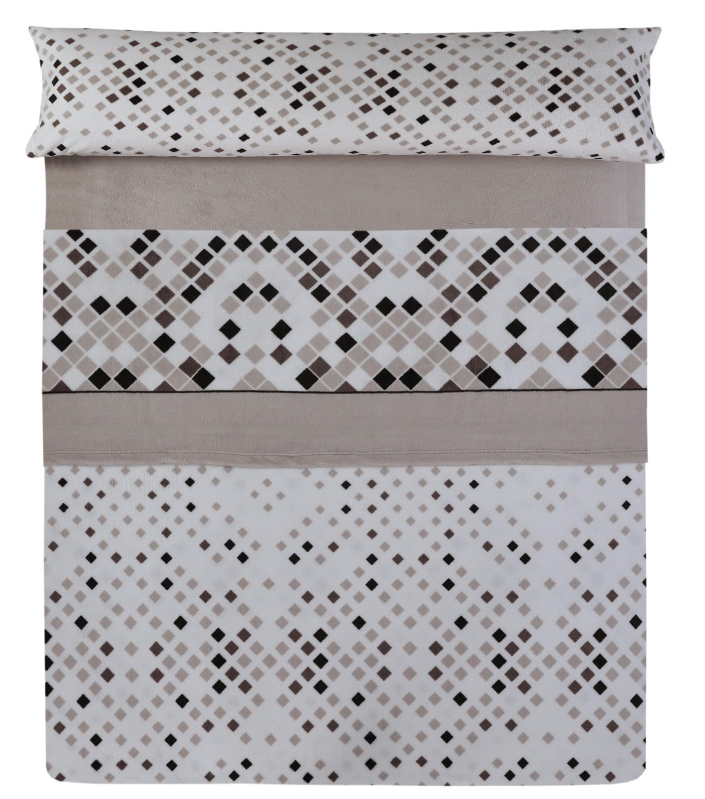 Paula Home Juego Sábanas Coralina 3 Piezas Invierno, Polar Franela Térmica 240Gr/M² Incluye Bajera Ajustable +30cm, Encimera y Funda Almohada. (Bison 150x190/200+30cm para Cama de 150)