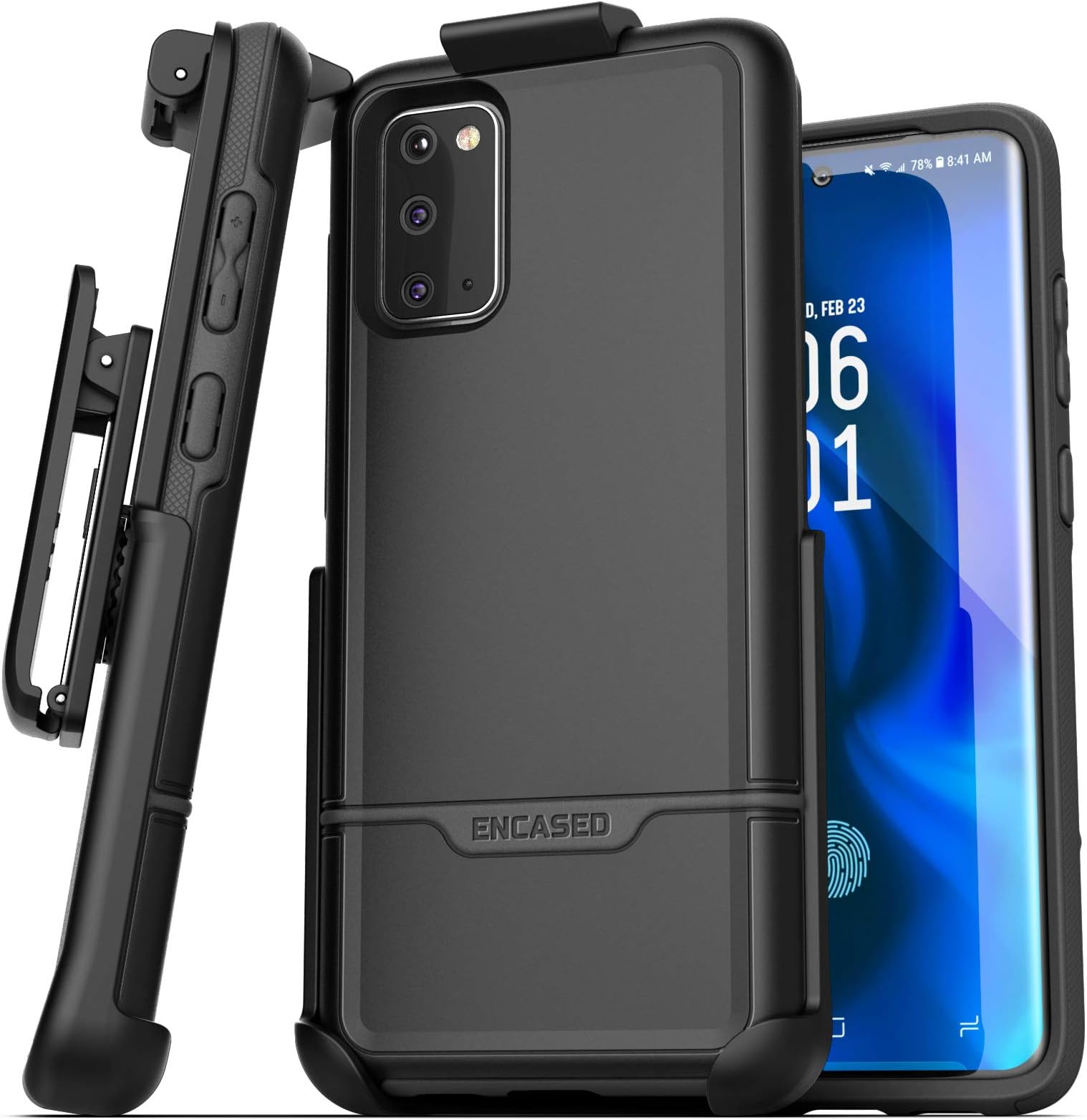 Encased Galaxy S20 Belt Clip Protective Holster Case (2020 Rebel Armor) Heavy Duty Rugged Full Body Cover with Holder for Samsung S20 (Black)