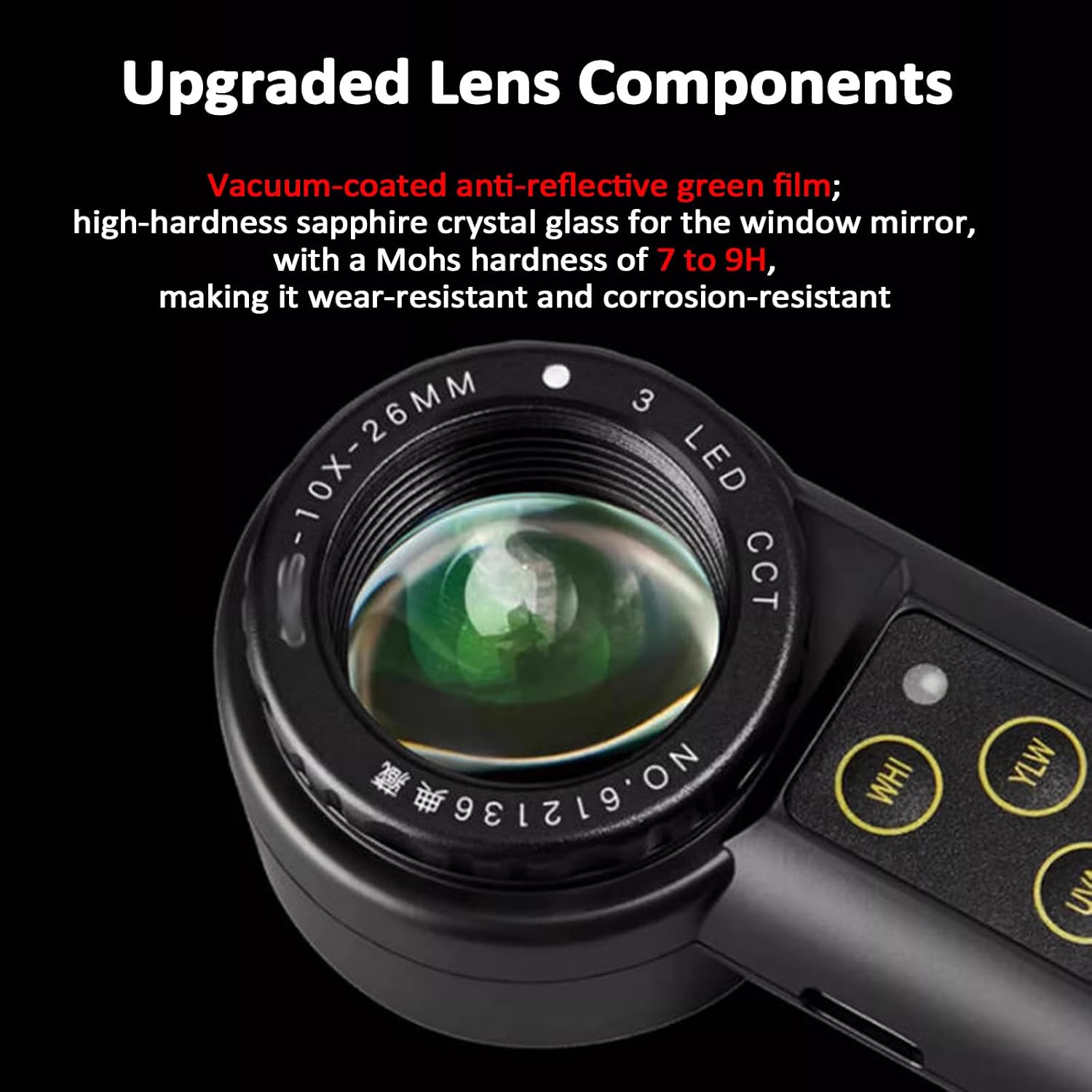 Illuminated Jewelry Magnifier, 10-30x HD Jewelry Magnifier with Light, Three-Source Ring-Shaped Magnifier, 375nm Uv Lamp/4000K Warm Light/6500K White Lamp, for Identification(30x)