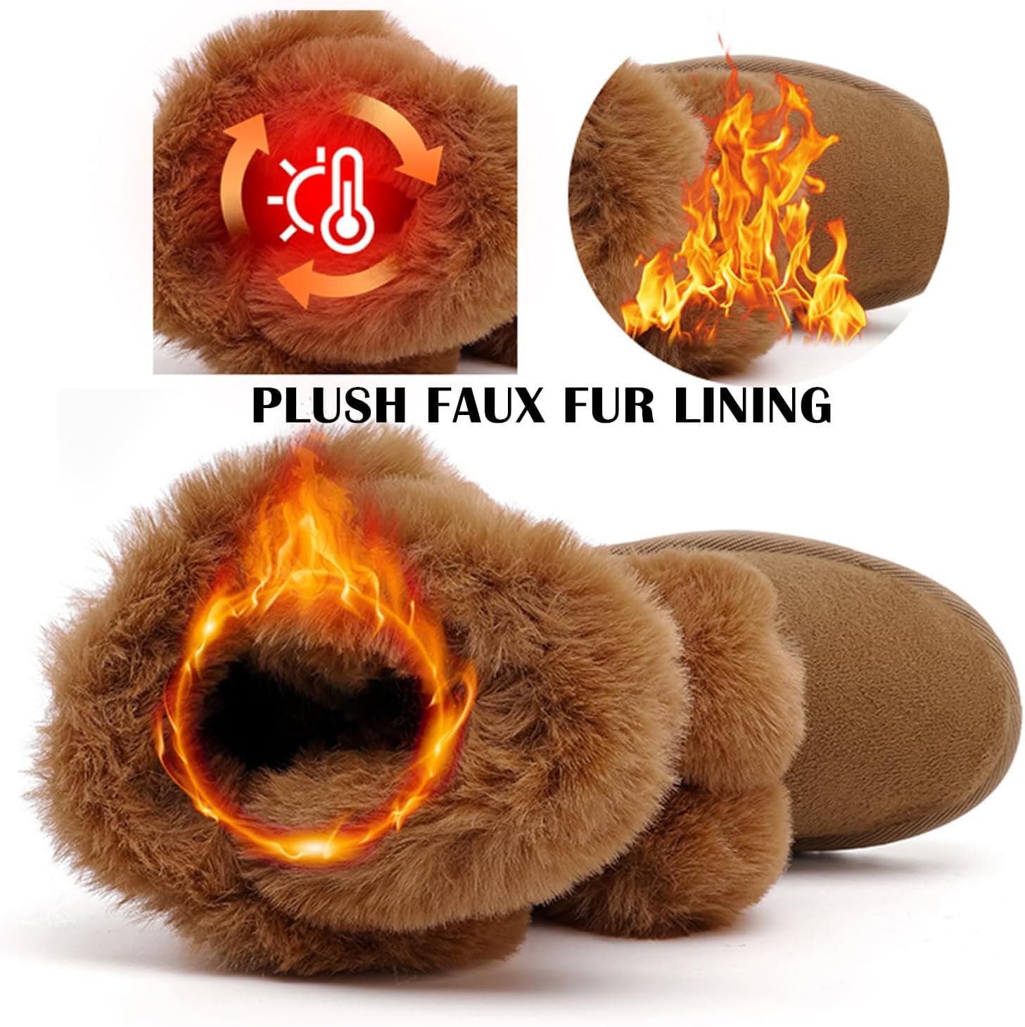 DADAWEN Women's Mid-calf Winter Snow Boots Lightweight Warm Faux Fur Lining Pull on Comfortable Outdoor Booties Shoes for Women
