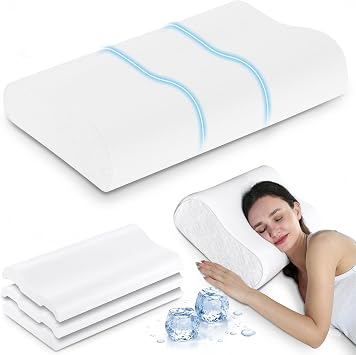 Elviros Cooling Memory Foam Neck Pillow Cervical Bed Pillow