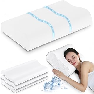 Elviros Ergonomisches Nackenstützkissen aus Memory Foam, Höhenverstellbares Sandwichkissen für Seiten- und Rückenschläfer, Kissen mit Abnehmbarem Atmungsaktivem Bezug, 60x35,5x13,5cm