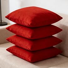 Traziewell Red Cushion Covers 4 Pack Pillow Cover Comfortable Solid Decorative Throw Pillow Case Square Cushions Cover Pillowcase (Cover Only,No Insert)(18x18 inch/ 45x45cm, Red) 6103