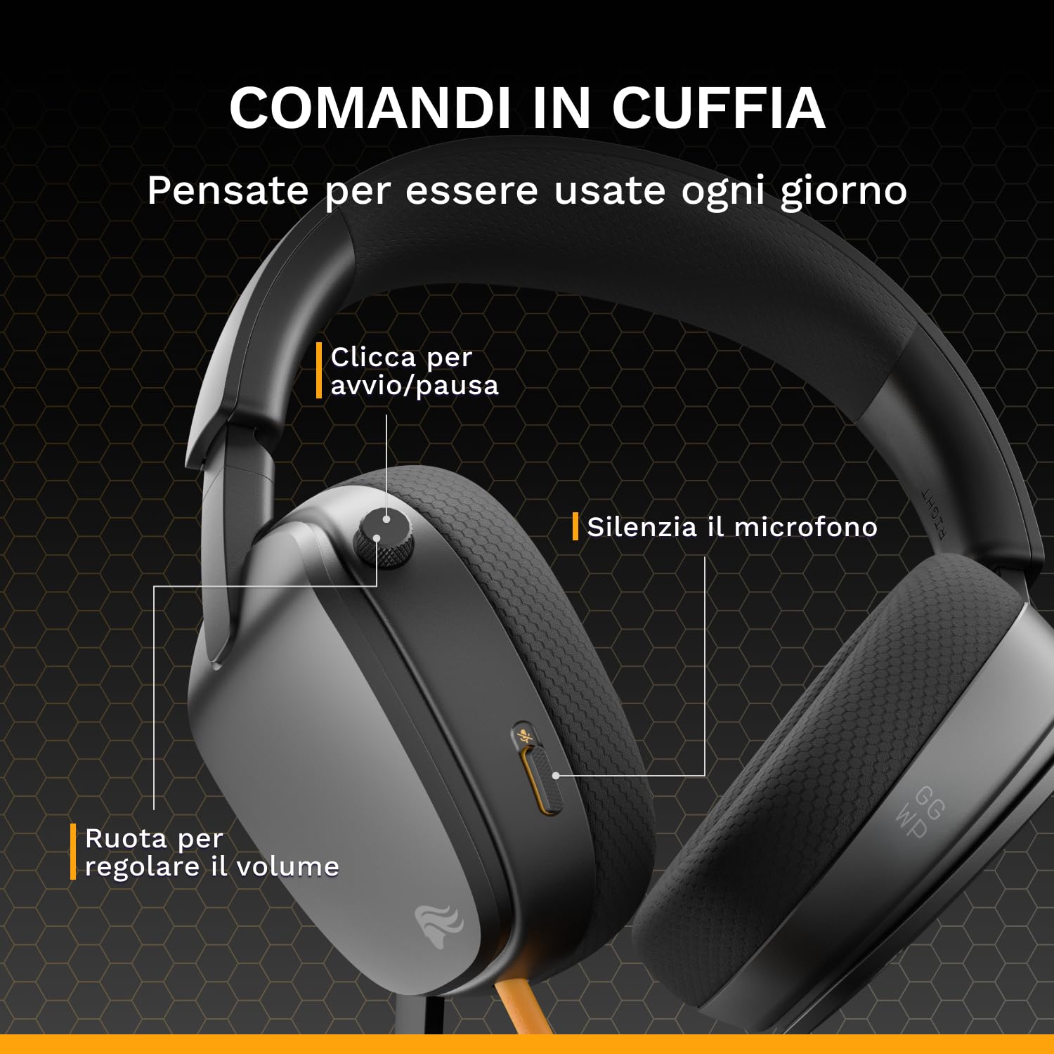 GLORIOUS GHS Eternal - Cuffie stereo gaming per PC, PS5, PS4, Xbox, Switch - Driver angolati personalizzati, microfono rimovibile con audio nitido, 3,5 mm - Resistenti, comfort prolungato - Nere