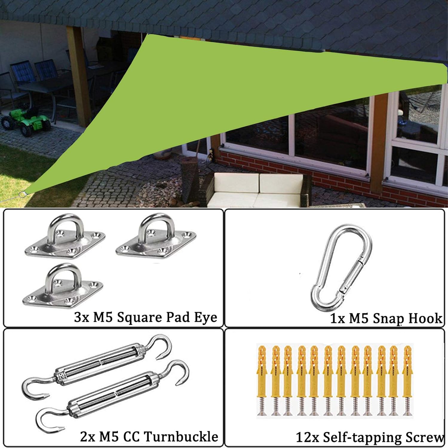 Right Triangle Sun Shade Sail Canopy 13x13x19ft, UV Block Awning, Sun Shade Cover for Garden, 95% UV Block, for Outdoor Patio Carport