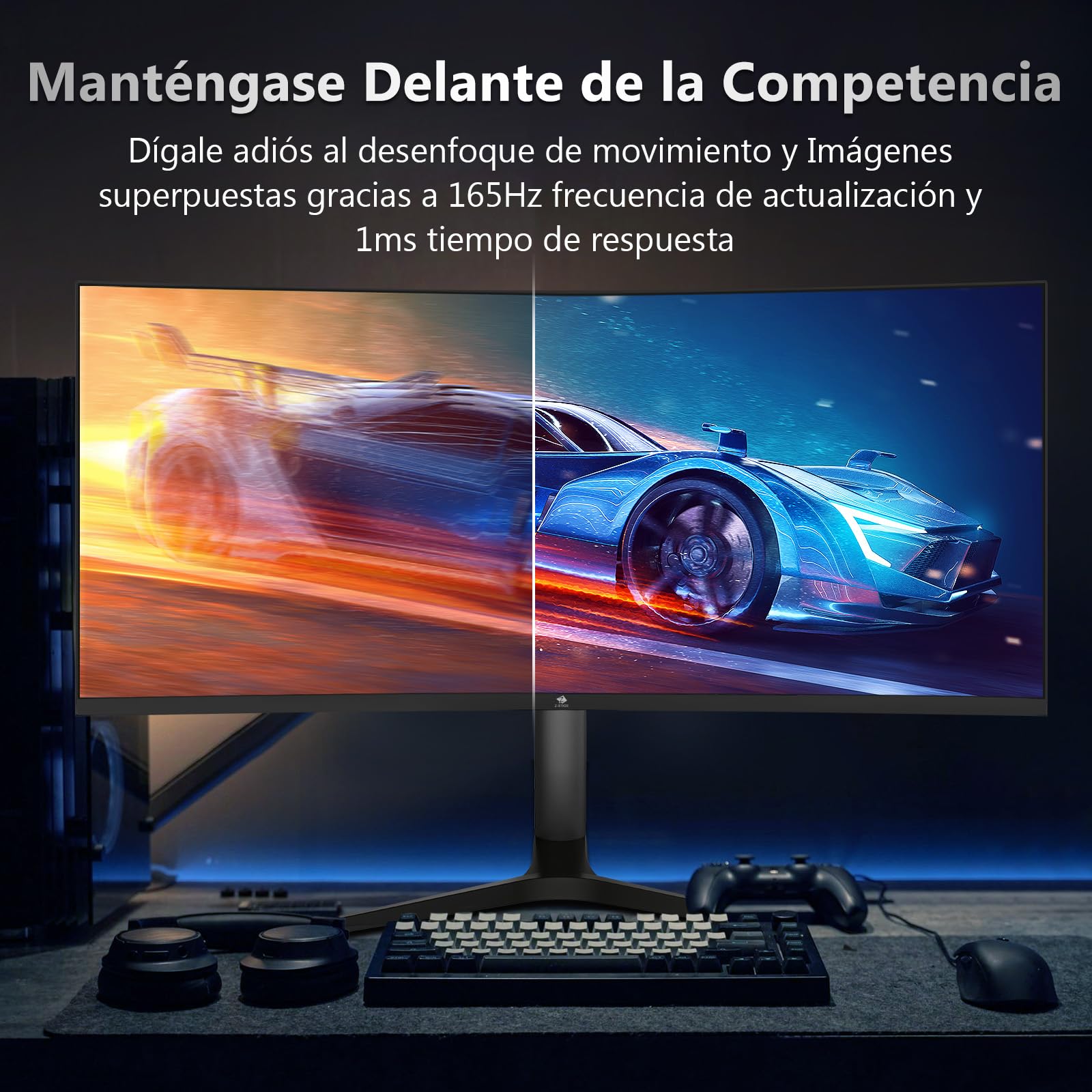 Z-Edge Monitor Gaming Curvo 34'', 165Hz, 3440x1440, 1ms MPRT, Altura & Inclinación Ajustables, Pantalla Ultra Ancho 21:9 con DP Cable, FreeSync, 1500R VA, 2* HDMI2.0 &2* DP1.4, RGB, VESA 100 * 100mm