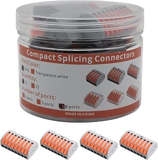 8-Conductor Compact Splicing Connectors, Lever Wire Connectors for 28-12AWG Solid and Flexible Wires, Quick Connect Electrical Terminal, 15 Pack
