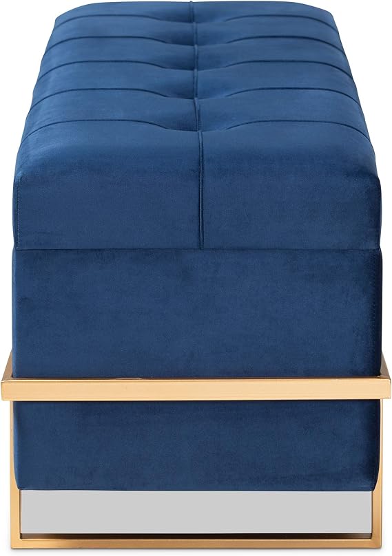 Baxton Studio Ottomans, Navy Blue/Gold