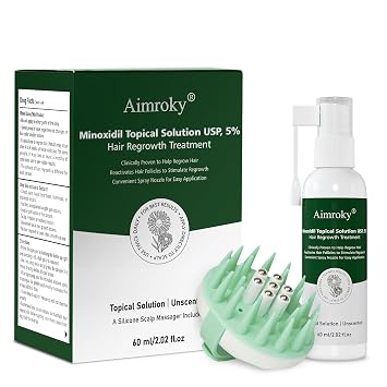 طقم بخاخ مينوكسيديل للرجال والنساء 5% طقم زيت نمو الشعر واللحية مينوكسيديل، محلول موضعي متقدم لمصل إعادة نمو الشعر علاج بخاخ مينوكسيديل لتساقط الشعر وترققه وزيادة كثافة الشعر 2.02 أونصة سائلة