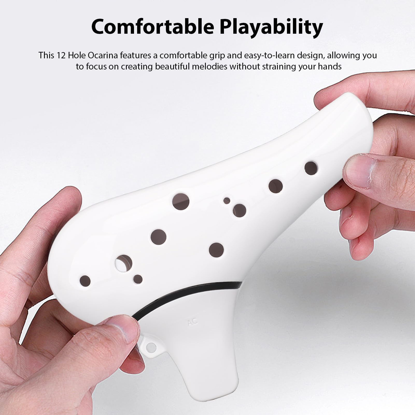 Keenso Ocarina, 12-otworowy Alto C Ocarina Ceramic Flute Instrument z żywicy ABS z Gładkim Ustnikiem Dmuchającym dla Początkujących i Profesjonalnych Graczy (WHITE)