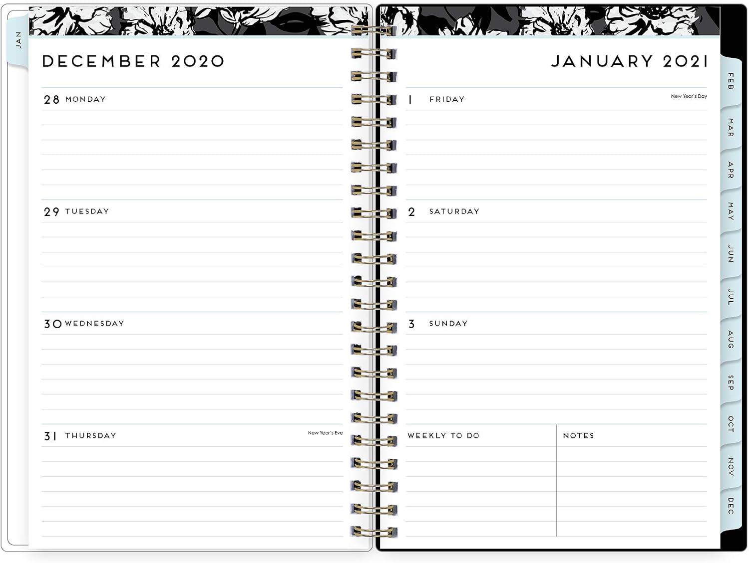 Blue Sky 2021 Weekly & Monthly Planner, Flexible Cover, Twin-Wire Binding, 5" x 8", Baccara Dark (110212-21)