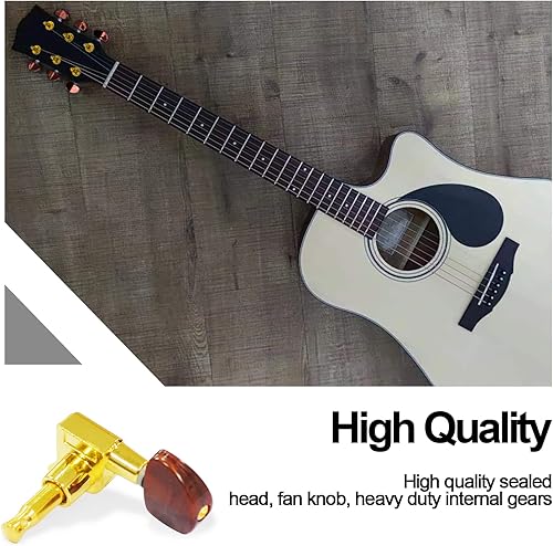 Miniatura 7 de SAPHUE 6 clavijas de afinador de guitarra 3L3R, botones ovalados grandes sellados, clavija de afinación para guitarra eléctrica acústica (dorado)