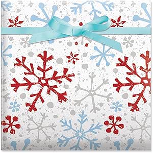 Amazon.com: Current Crackle Snowflake Christmas Rolled Wrapping Paper ...
