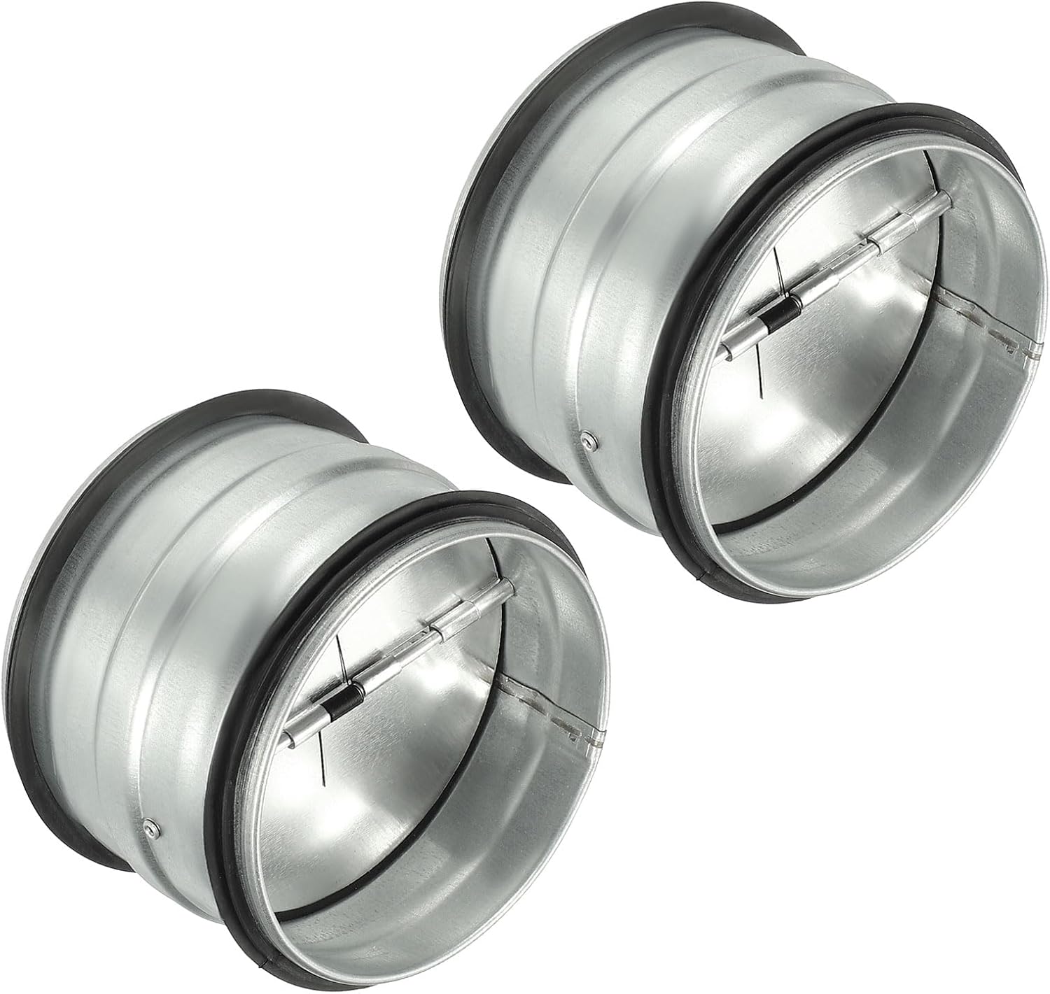 YOKIVE 6-inch HVAC Backdraft Damper, 2 Pcs One-Way Airflow Duct Draft Stopper with Spring-Loaded Folding Blades Inline Fan Vent, Great for Range Hoods Air Ventilation System (Silver Tone)