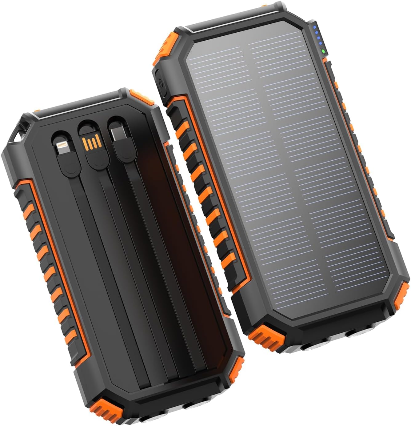 Hiluckey Solar Charger 25000mAh, Outdoor USB C Portable Power Bank With 4 Solar Panels 3a Fast Charge External Battery Pack With 3 Usb Outputs Compatible With Smartphones Tablets Etc Color Orange - View #4