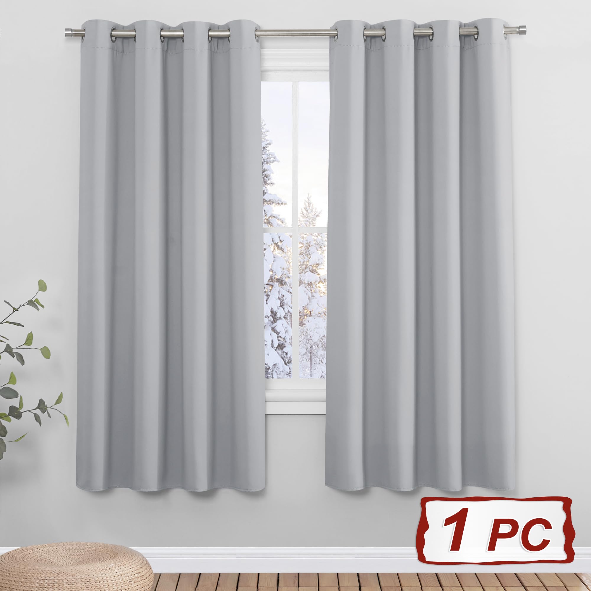 PONY DANCE Tende Oscuranti per Interni - Tende Camera da Letto Tenda Termica Isolante Tende Bambini Cameretta Tende con Anelli per Casa 1 Pezzo L 140 x A 180 cm, Grigio Chiaro