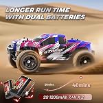 Pink Remote Control Car for Girls, Fast 1:18 4WD Off-Road RC Monster Truck, 40+ KM/H Pink RC Car with Dual Rechargeable Batteries, 2.4GHz All Terrain Outdoor, Toys Gifts for Girls Ages 8-14