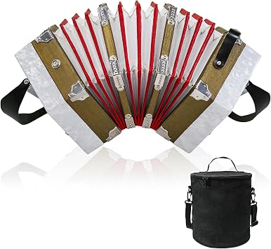 Concertinas,20-key accordion for adults, professional accordion for beginners, adjustable hand straps, instrument accessories WHITE
