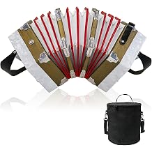 Concertinas 20 Keys Accordion for Adults, Professional Accordion for Beginners, Adjustable Hand Straps, Instrument Accessories White